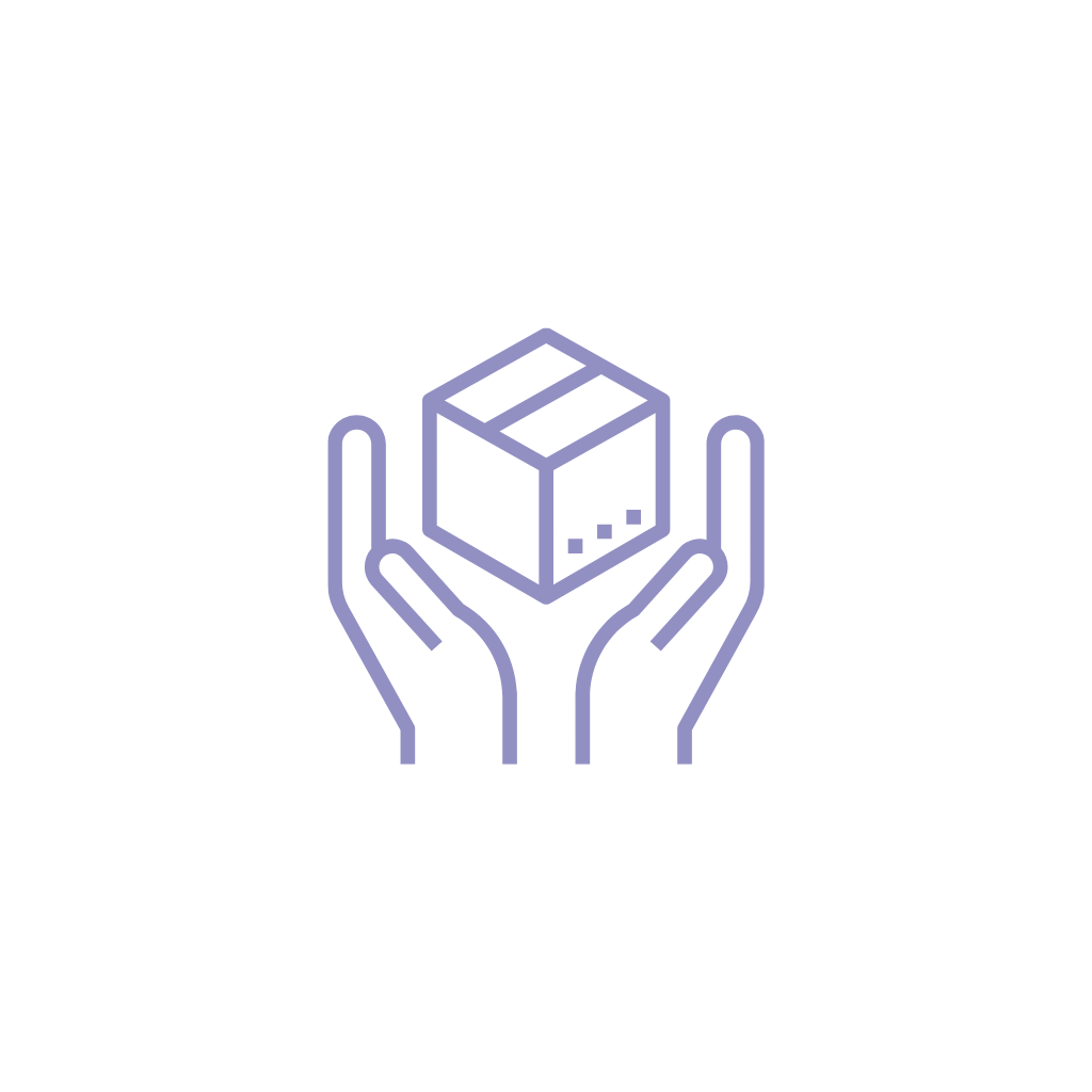 Icon of hands holding a cube